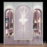 Trueliving 5 Door Sliding Kids wardrobes Laminated Finish & PU Finish 8Ft *2Ft *9Ft -2438.4MM X 609MM X 2743.2MM)